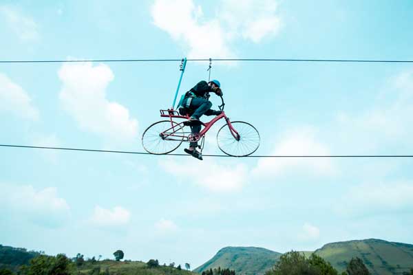 Sky Cycling in Vagamon with breathtaking heights and panoramic valley views